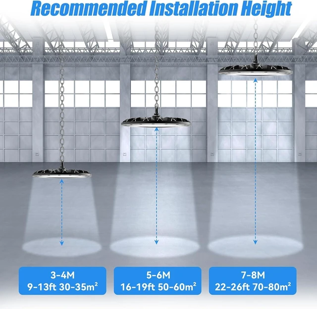 Alt view image 5 of 7 - loyal LED High Bay Shop Lights: UFO Dimmable Commercial Lighting 6000K - for Warehouse Garage Workshop Gym with US Plug Cable