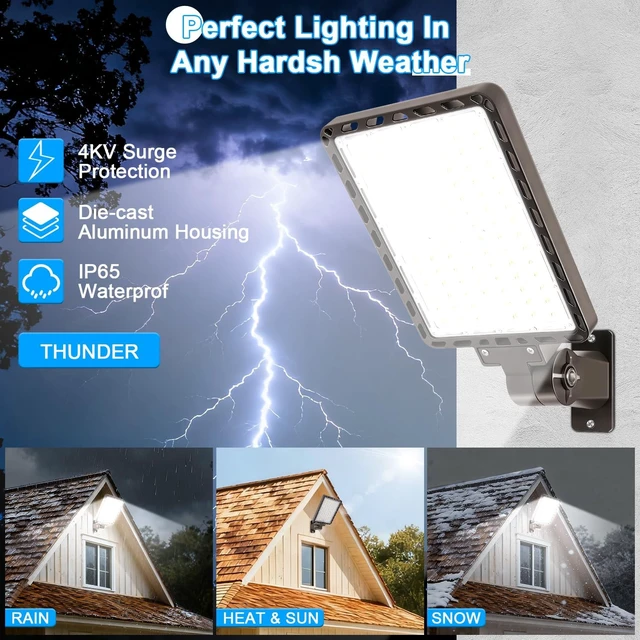 Alt view image 3 of 7 - 240W LED Parking Lot Light with wall Mount Adjustable Bracket