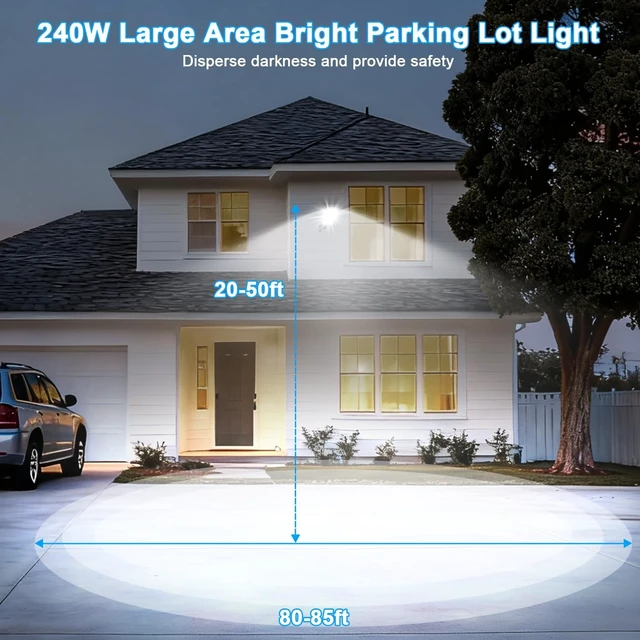Alt view image 2 of 7 - 240W LED Parking Lot Light with wall Mount Adjustable Bracket