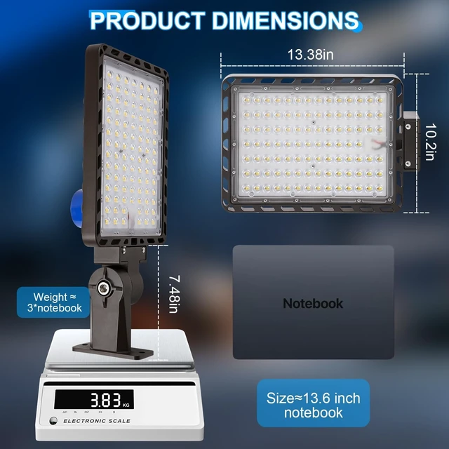 Alt view image 5 of 7 - 240W LED Parking Lot Light with wall Mount Adjustable Bracket
