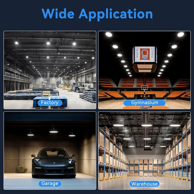 Alt view image 6 of 7 - 1 Pack 200W UFO LED High Bay Light, 29500lm 5000K Shop Lights for Warehouse, 5' Cable with Plug AC110-277V, Waterproof Commercial Lights for Barn Workshop Garage Factory Warehouse Gym ETL Listed