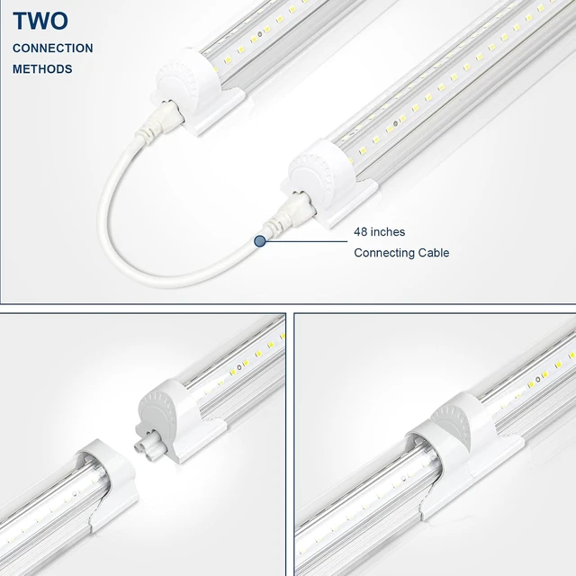 Alt view image 3 of 7 - 4FT LED Shop Light,6300LM,42W,6500K Super Bright White,V Shape Integrated T8 LED Tube Light,High Output Linkable Shop Lights