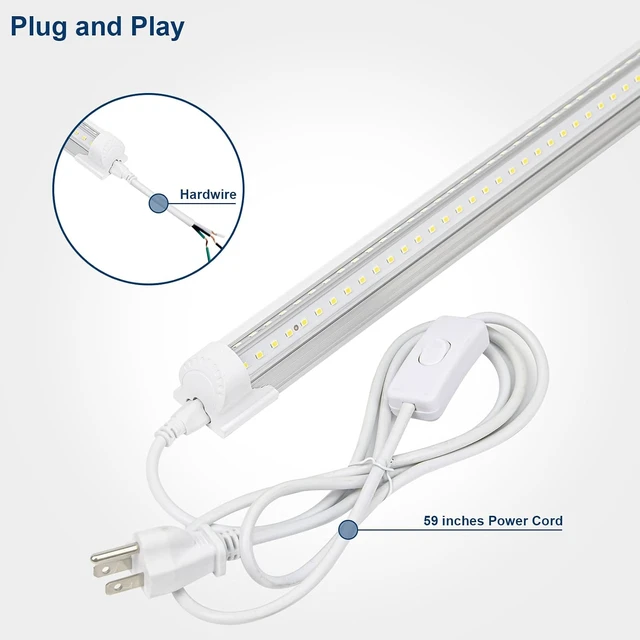 Alt view image 4 of 7 - 4FT LED Shop Light,6300LM,42W,6500K Super Bright White,V Shape Integrated T8 LED Tube Light,High Output Linkable Shop Lights