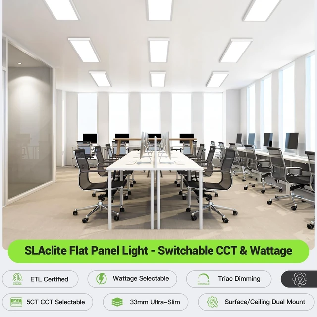 Alt view image 4 of 7 - 1x4 LED Flat Panel Light,24W/30W/40W Surface Mount Ceiling Light for Office