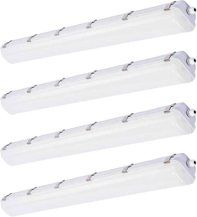 Alt view image 2 of 7 - 4FT LED Vapor Tight Light, 60W 7800lms(120W Eq.) Vapor Proof Light Fixture, 5000K Waterproof Shop Light for Car Wash, Carport, Walk in Freezer, Parking Garage, ETL List 4-Pack