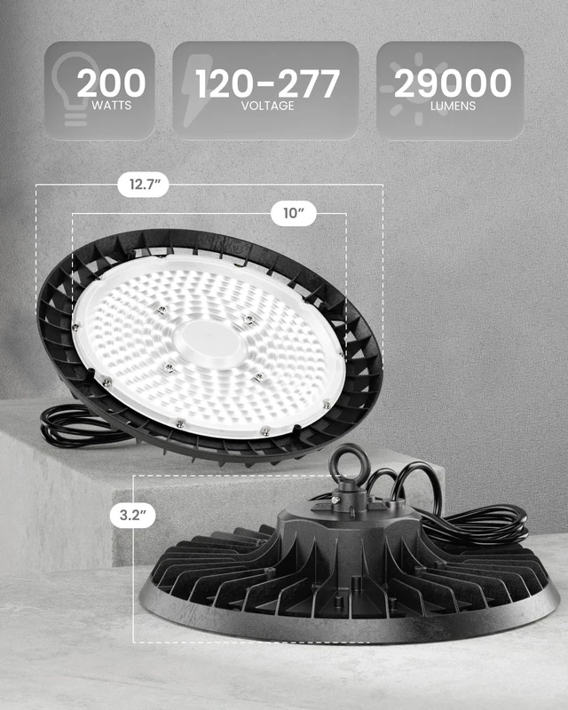 Alt view image 7 of 7 - Sunco 6 Pack UFO LED High Bay Light, 200W, 5000K, 29000LM, Dimmable
