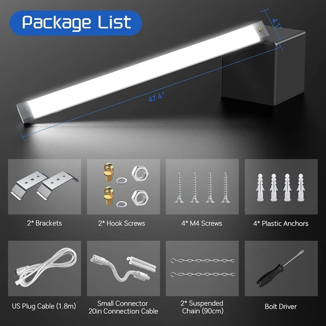 Alt view image 7 of 7 - 120W LED Shop Light Linkable, 15600 LM 5000K Linear High Bay/Low Bay Lighting Fixture 120V with US Plug Cable, Pull Chain for Garage Workshops Basements Hanging or FlushMount - 2 Pack ETL Listed