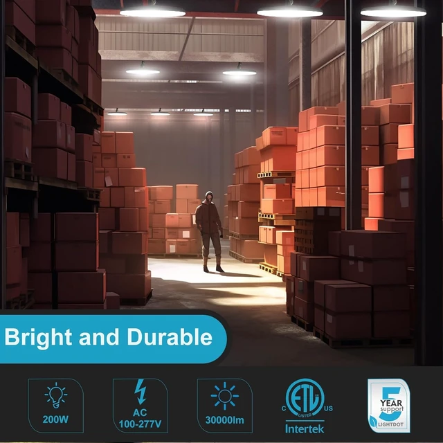 Alt view image 2 of 7 - Lightdot 200W LED High Bay Lights, 5Pack Plug and Play High Bay LED Lights