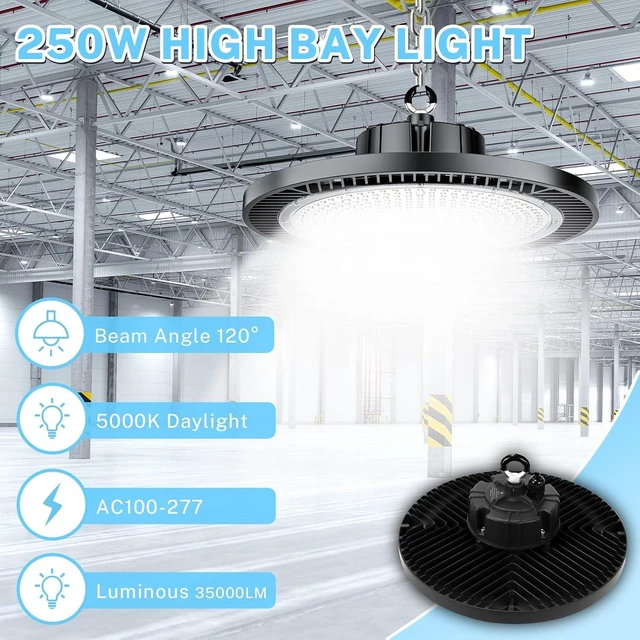 Alt view image 2 of 7 - THELUX 1Pack LED High Bay Light, 250W, Replace 1000HPS,Super High Brightness with 150lm/w for High Bay Led Shop Lights for Warehouse,Workshop, Gym,Garage FCC Certificated