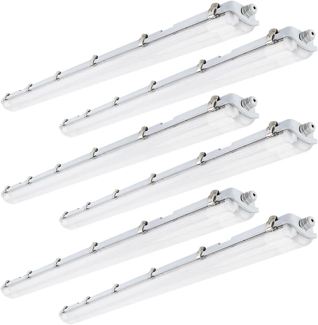 Main image of 4FT LED Vapor Tight Light Fixtures 6Pack, Clear Cover, 40W 5600LM