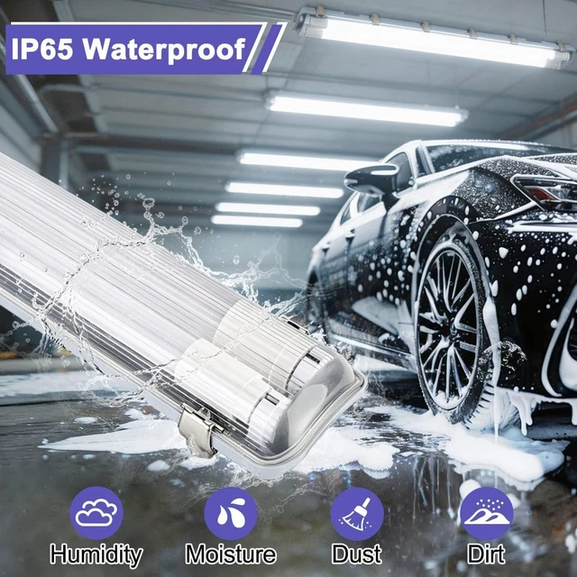 Alt view image 3 of 7 - 4FT LED Vapor Tight Light Fixtures 6Pack, Clear Cover, 40W 5600LM