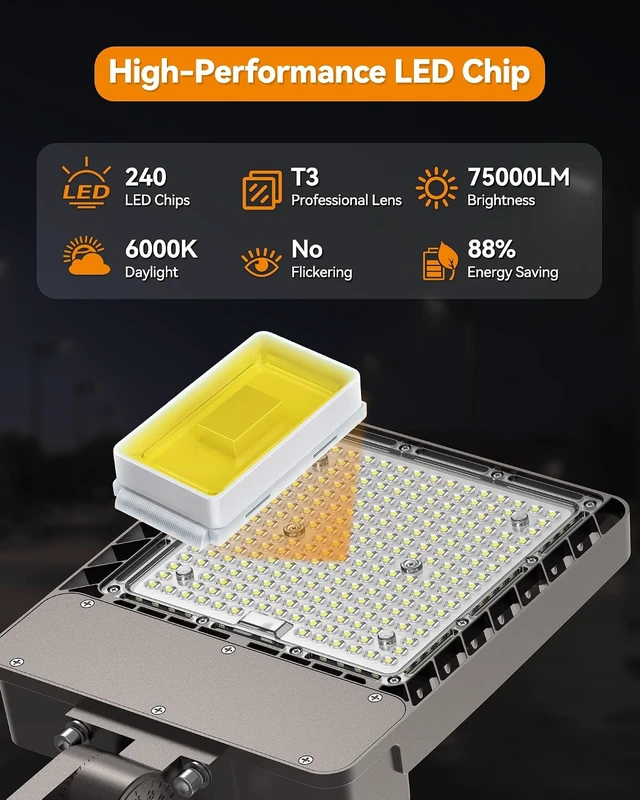 Alt view image 3 of 7 - AIKVSXER 300W LED Parking Lot Light Dusk to Dawn Photocell 6000K 75000LM