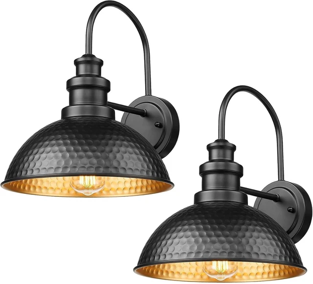 Main image of Outdoor Barn Lights,11.5 Inch Farmhouse Exterior Wall Sconce, Black, 2 Pack
