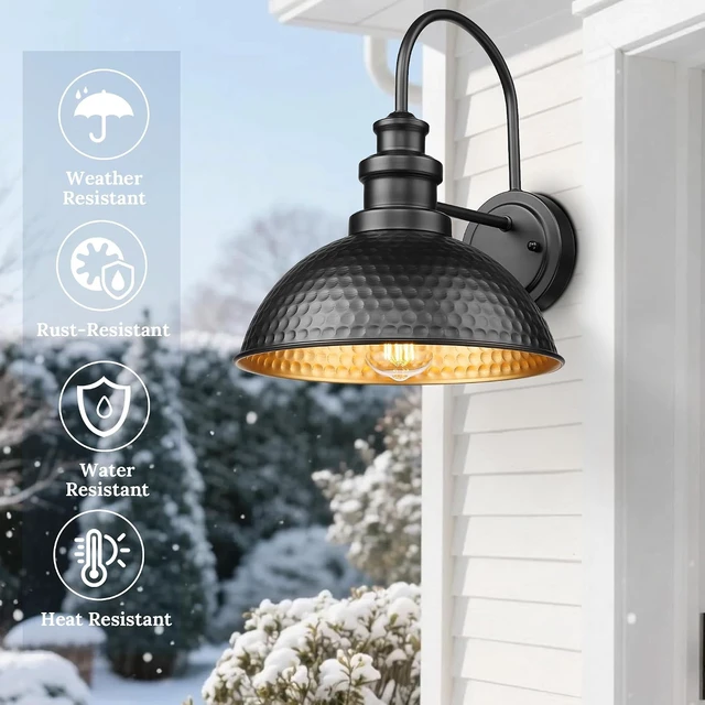 Alt view image 4 of 7 - Outdoor Barn Lights,11.5 Inch Farmhouse Exterior Wall Sconce, Black, 2 Pack