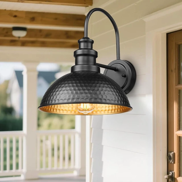 Alt view image 6 of 7 - Outdoor Barn Lights,11.5 Inch Farmhouse Exterior Wall Sconce, Black, 2 Pack