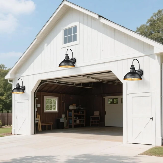 Alt view image 7 of 7 - Outdoor Barn Lights,11.5 Inch Farmhouse Exterior Wall Sconce, Black, 2 Pack