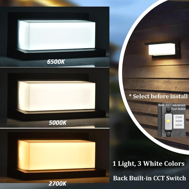 Alt view image 2 of 7 - rosykite Modern Led Outdoor Wall Lights for House, 18W Porch Light Fixture 3000K 4000K 5000K CCT Selectable, Waterproof IP65 Exterior Lighting for Garage,Front Door