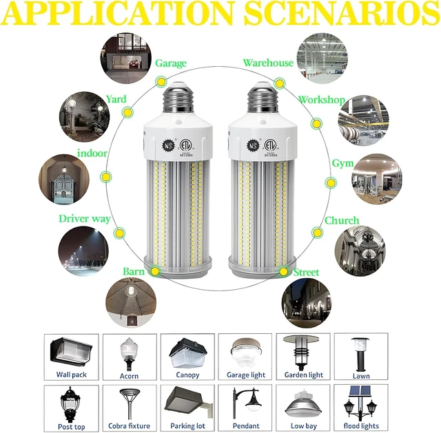Alt view image 6 of 7 - NS LED Corn Light Bulbs 9000 Lumens Super Bright (600W Equivalent), A19 60W E26 5000K Daylight, Energy Saving 90%, Non-Dimmable (1-Set)-for Home Workshop