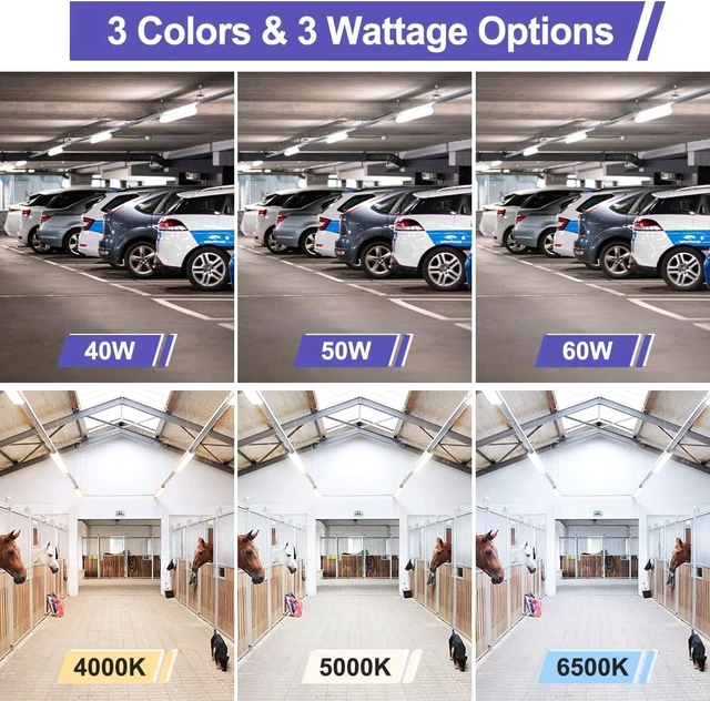 Alt view image 3 of 7 - 4FT LED Vapor Tight Lights 6Pack, 60/50/40W, 40/50/6500K Adjustable
