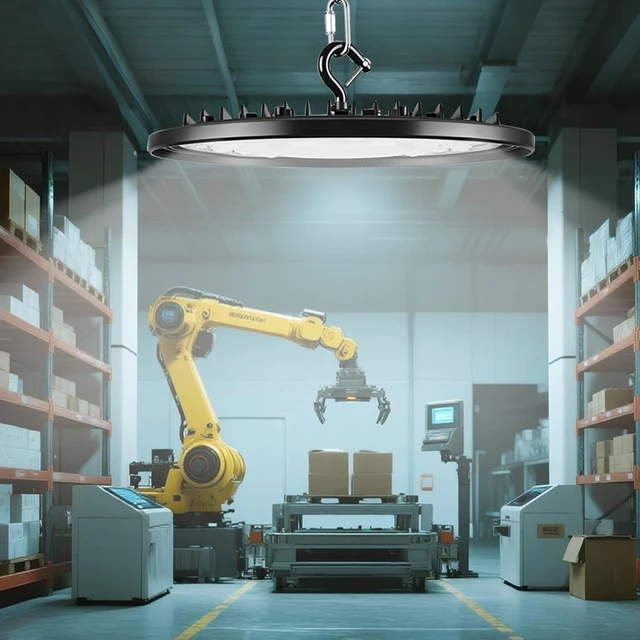 Main image of 1 Pack Ultra-Thin UFO LED High Bay Lighting Fixture - 150W, 25500 Lumens, 5000K Daylight White, IP65 Waterproof, Plug & Play with 5ft Cord & U Bracket - for Warehouse, Workshop, Commercial Use