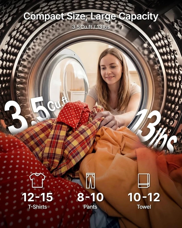 Alt view image 4 of 7 - 3.5 Cu. Ft. Portable Clothes Dryer for Laundry