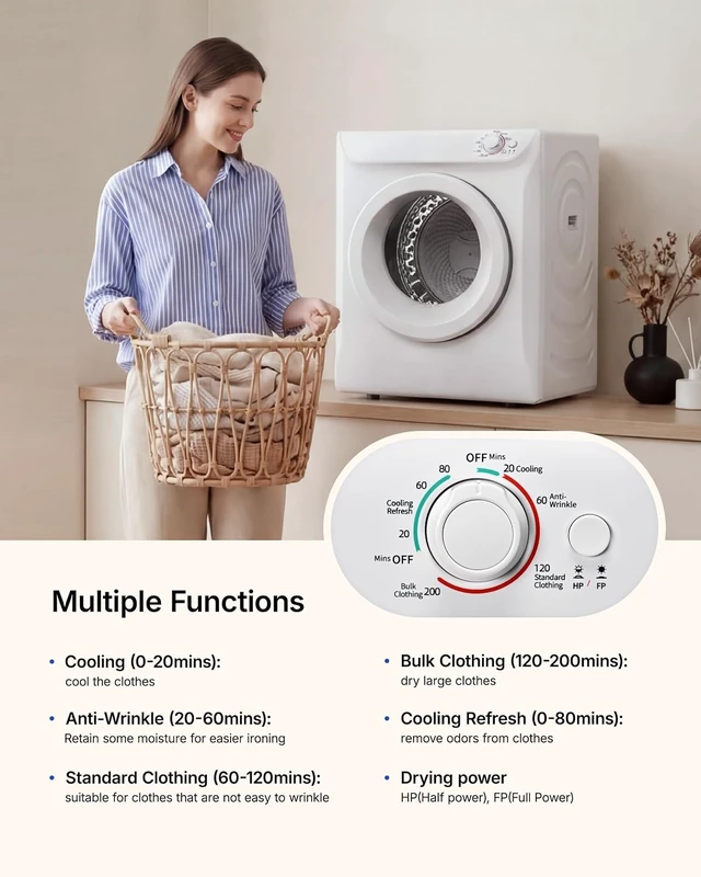 Alt view image 5 of 7 - 3.5 Cu. Ft. Portable Clothes Dryer for Laundry