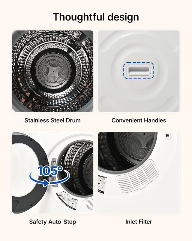 Alt view image 7 of 7 - 3.5 Cu. Ft. Portable Clothes Dryer for Laundry