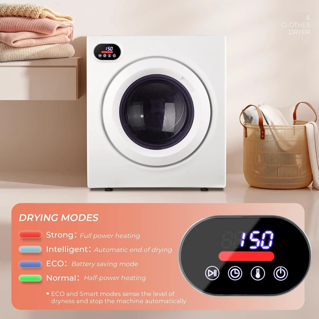 Alt view image 3 of 7 - Euhomy 2.65 Cu. Ft. Portable Dryer for Clothes, 1400W Dryer with LCD Panel