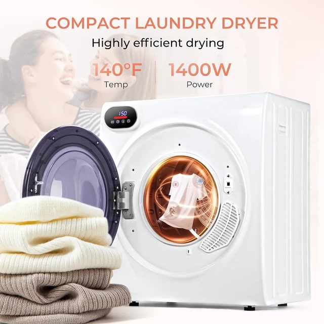 Alt view image 2 of 7 - Euhomy 2.65 Cu. Ft. Portable Dryer for Clothes, 1400W Dryer with LCD Panel