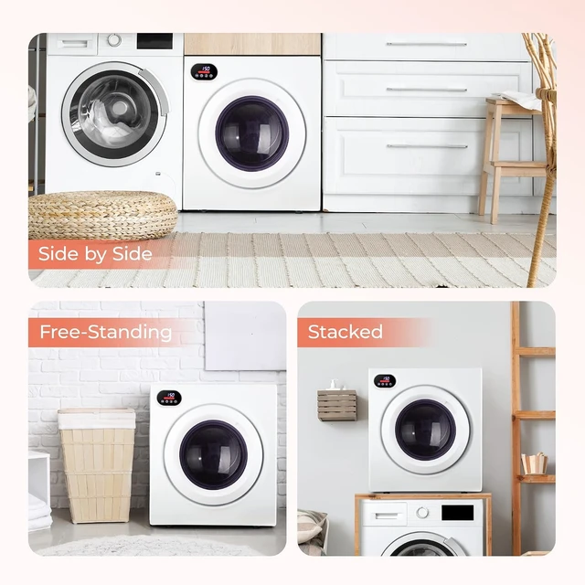 Alt view image 6 of 7 - Euhomy 2.65 Cu. Ft. Portable Dryer for Clothes, 1400W Dryer with LCD Panel