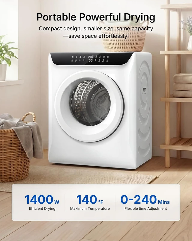 Alt view image 3 of 7 - 3.5 Cu. Ft. Protable Clothes Dryers with LED Control