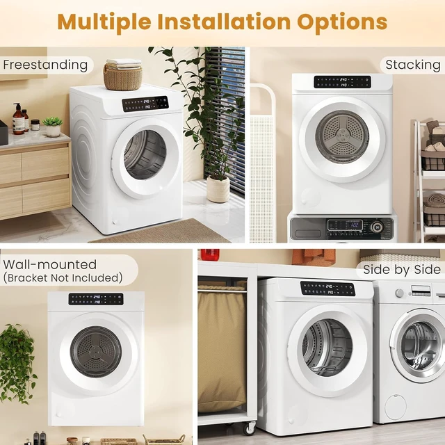 Alt view image 5 of 7 - Auertech 3.6 CU. FT Clothes Dryer, Large Capacity Laundry Dryer with 12 Drying Modes & Stainless Steel Tub, Dryer Machine, Electric Dryer with LED Control for Busy Family Home, White
