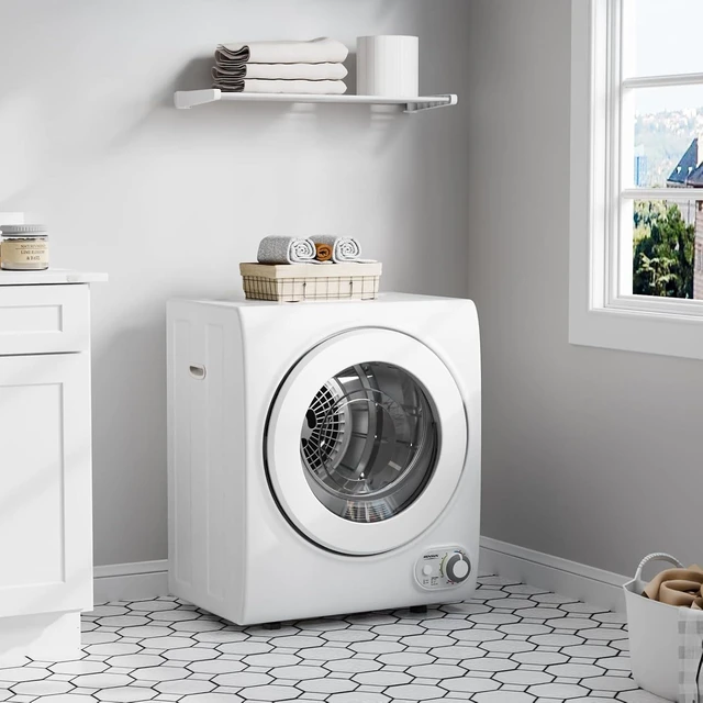 Alt view image 2 of 6 - ROVSUN 110V Portable Clothes Dryer, High End Laundry Front Load Tumble Dryer Machine with Stainless Steel Tub & Simple Control Knob for Apartment, Dorm-850W, White