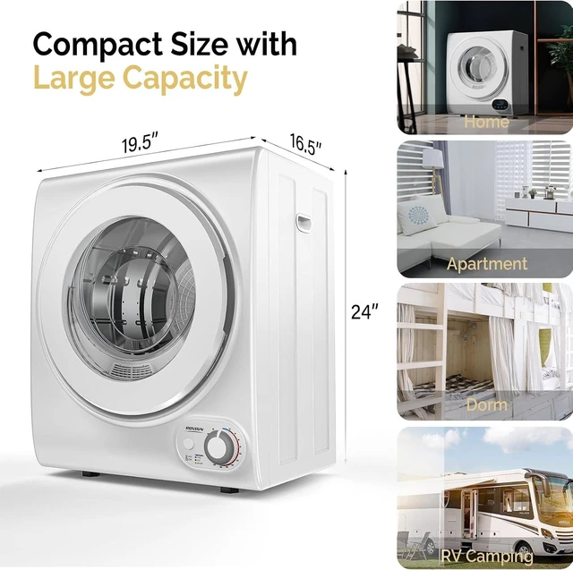 Alt view image 6 of 6 - ROVSUN 110V Portable Clothes Dryer, High End Laundry Front Load Tumble Dryer Machine with Stainless Steel Tub & Simple Control Knob for Apartment, Dorm-850W, White