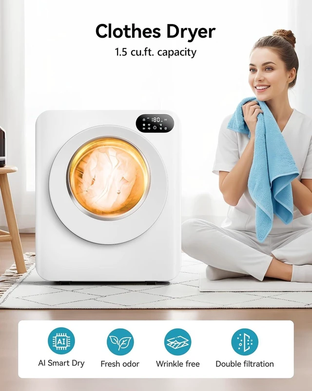 Alt view image 5 of 6 - 1.5 Cu. Ft. Protable Clothes Dryers with LED Control