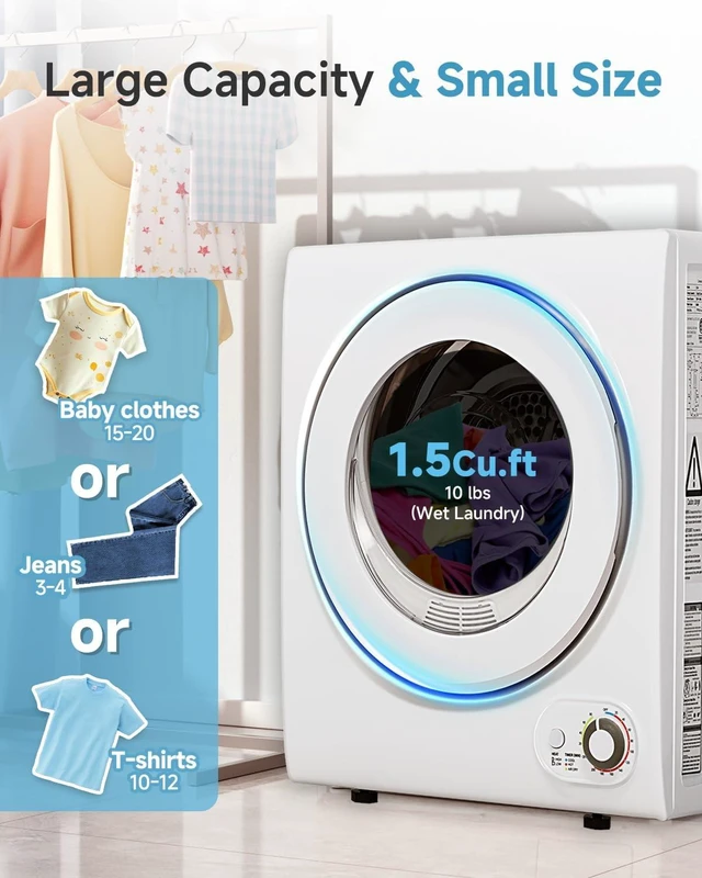 Alt view image 4 of 7 - Feelfunn 850W Portable Clothes Dryer with 4 Automatic Drying Modes