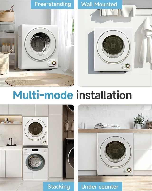 Alt view image 6 of 7 - Feelfunn 850W Portable Clothes Dryer with 4 Automatic Drying Modes