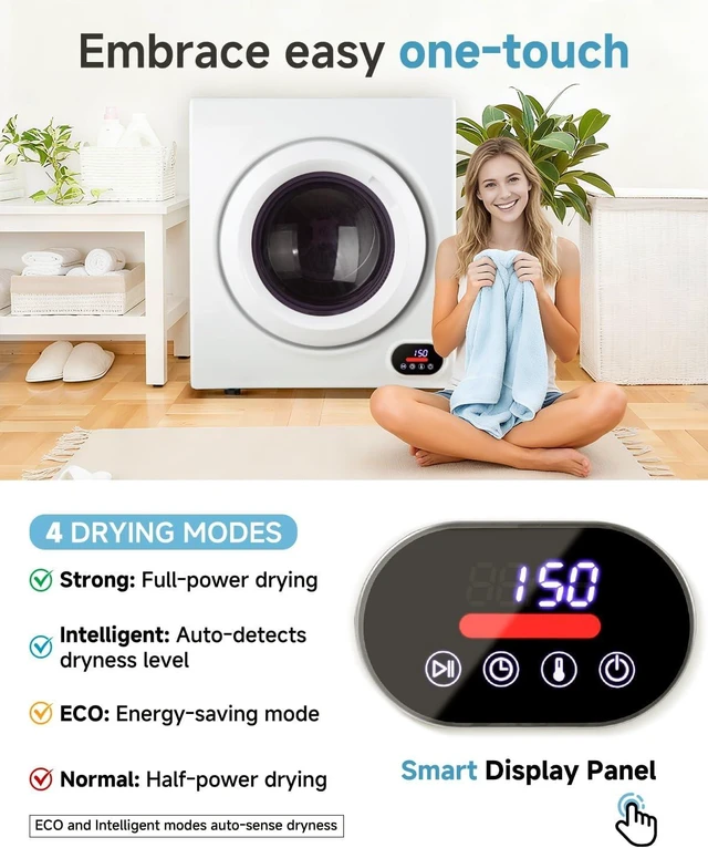 Alt view image 4 of 7 - Feelfunn 3.5 Cu. Ft. Portable Clothes Dryer, 1500W Front Load
