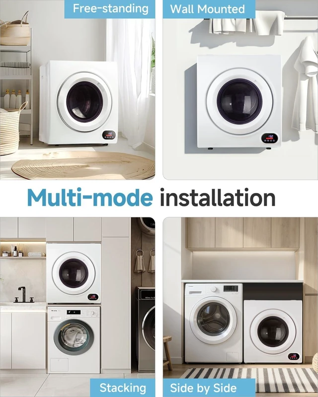 Alt view image 6 of 7 - Feelfunn 3.5 Cu. Ft. Portable Clothes Dryer, 1500W Front Load