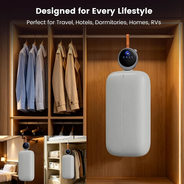 Alt view image 5 of 7 - Portable Clothes Dryer with Built-in UV LED,6 Drying Modules,Grey