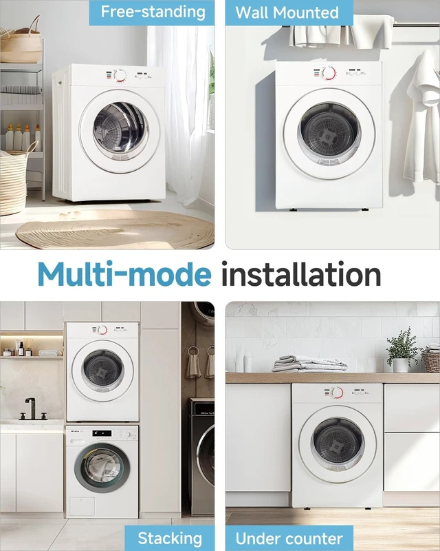 Alt view image 6 of 7 - Feelfunn 1020W Portable Clothes Dryer with 4 Automatic Drying Modes