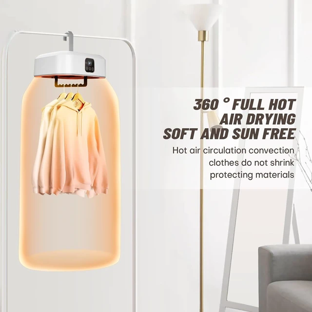 Alt view image 7 of 7 - Portable Clothes Dryer - Mini Laundry Dryers with Remote Control - Small Compact Foldable Electric Drying Machine with Dry Bag for Travel RV Home & Apartment