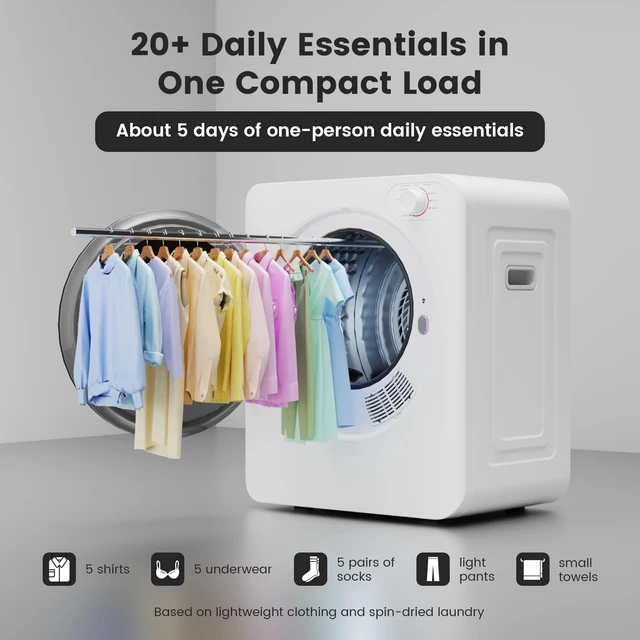 Alt view image 3 of 7 - BANGSON 1.5 Cu.Ft. Portable Clothes Dryer,120V Vented Electric Dryer