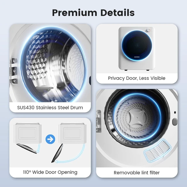Alt view image 4 of 7 - BANGSON 1.5 Cu.Ft. Portable Clothes Dryer,120V Vented Electric Dryer