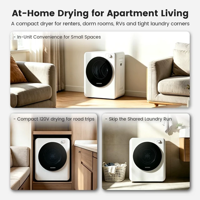 Alt view image 6 of 7 - BANGSON 1.5 Cu.Ft. Portable Clothes Dryer,120V Vented Electric Dryer