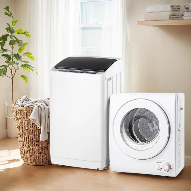 Alt view image 2 of 7 - ROVSUN 17.8LBS Full Automatic Washing Machine and 1.5CuFt Portable Clothes Dryer Set, Compact Laundry Washer and Dryer Combo Set with Stainless Steel Inner Tub, for Apartment, Dorms, Home