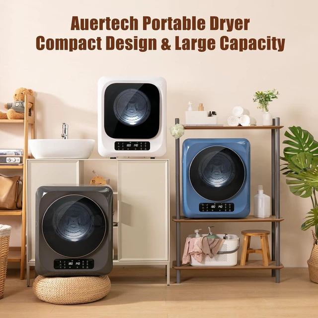 Alt view image 4 of 7 - Auertech 12lbs Portable Dryer for Apartment Laundry, Portable Clothes Dryer with 6 Drying Modes, LED Control Panel, Stainless Tub, Mini Compact Dryer for Apartment, RVs, Dorms