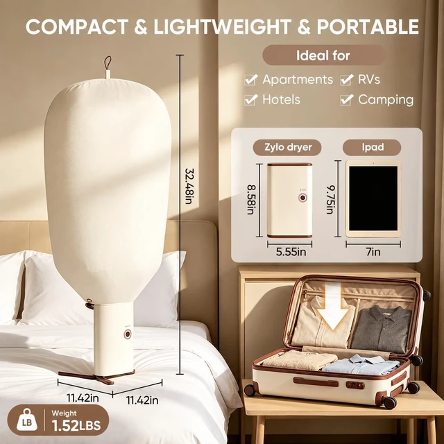 Alt view image 2 of 7 - Portable Dryer for Clothes, 3/6/9-Hr Timer, Fragrance Disc, UV Clean Light