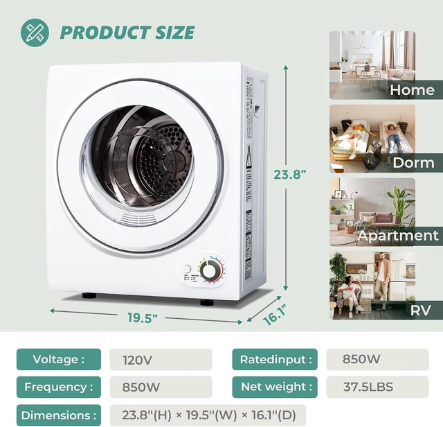 Alt view image 2 of 6 - Euhomy Portable Clothes Dryer for Laundry, 120V Electric Dryer