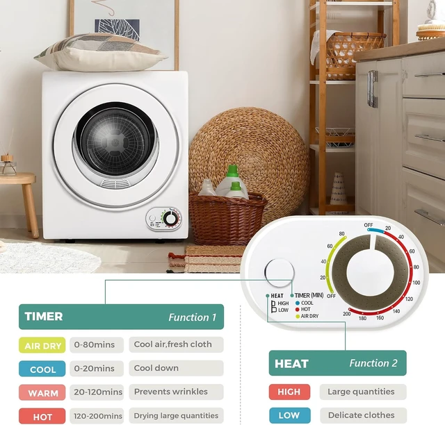 Alt view image 3 of 6 - Euhomy Portable Clothes Dryer for Laundry, 120V Electric Dryer